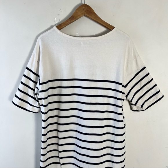 Faherty Cayman Striped Drop Shoulder T Shirt Dress Size Large Cotton Cream/Navy - Picture 16 of 16